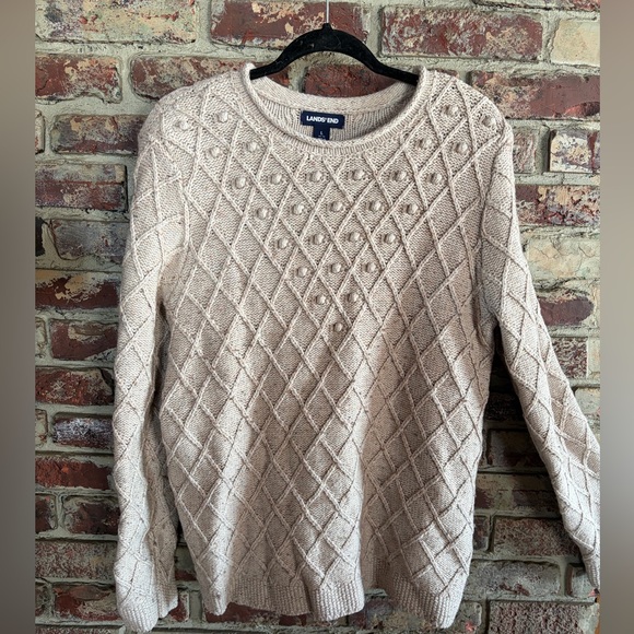Lands' End Sweaters - Lands’ End Chunky Cable Knit Sweater Oatmeal Cozy Pullover Women’s L